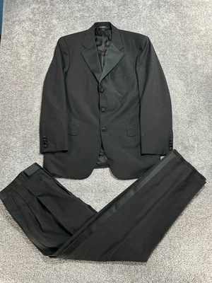 Conjunto de traje de esmoquin Brooks Brothers para hombre 41R negro lana dorado polar pierna recta Foto 1 de 4