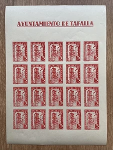 IBERMONEDA| Sellos Guerra Civil Locales Tafalla en pliego sin dentar - Picture 1 of 2
