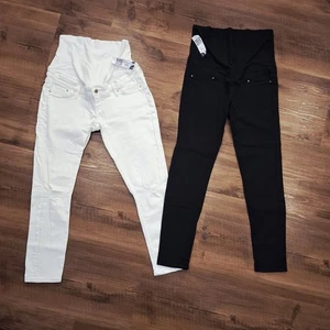 Umstandsmode, 2 Umstands-Hosen h&m, Gr. 40 (L), schwarz + Weiß - Bild 1 von 1