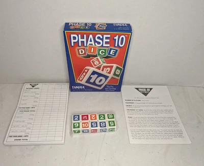 Phase 10 Dice Game 1998 Boxed Complete Dice, Rules, Score Cards NEW OPEN BOX - Image 1 of 4