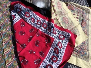 3x Assorted Vintage Printed Cotton Scarf Squares Large, Medium, Small - Picture 1 of 6