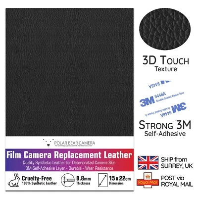 Camera Body Replacement Leather Synthetic 0.8mm Thin 3M Self-Adhesive MADE IN UK - Image 1 of 4