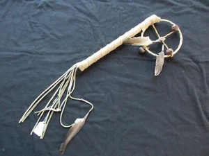 NATIVE AMERICAN DANCE STICK, INDIAN CEREMONIAL WAND, RATTLE, SD-0621*05637 - Picture 1 of 9