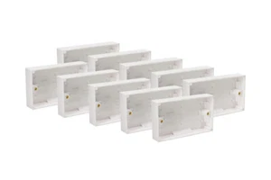 10 x Surface Mounted Back Box 25mm Wall Pattress Double 2 Gang Electrical Socket - Picture 1 of 4