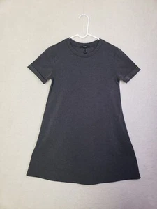 Forever 21 Women Dress Medium Gray Rayon Blend Short Sleeve A Line Ribbed Mini - Picture 1 of 17