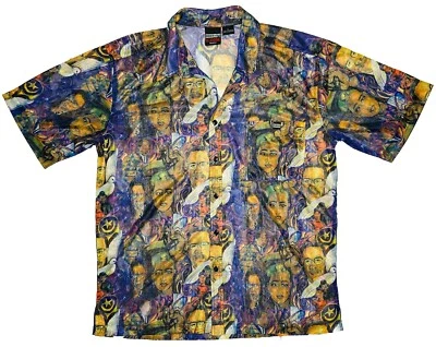 *VTG* Ched-Da H.Core 90's Men's Multicolor AOP Malcom X MLK Nefertiti Shirt; L - Image 1 of 4