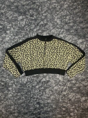 Puma Wild Pack Leopard Cropped Half Zip Pullover Womens Size XL Street Wear Y2K - Image 1 of 4