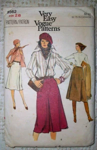Great Boot Skirt VOGUE Vintage 70s Sewing Pattern 9562 3 A-Line Skirts 28" Waist - Picture 1 of 2