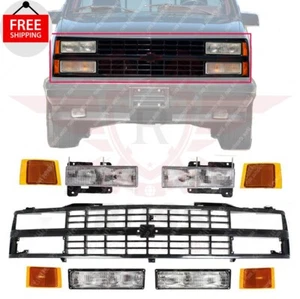 New Front Grille + Headlight Kit 9PC Fits 1988-1993 Chevrolet C/K Series Pickup - Picture 1 of 14