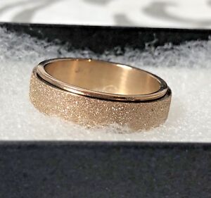 18K Rose Gold Plated Elegant Spinner Spinning Ring Druzy Pretty Lovely Fidget 