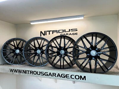 22 BLACK STAGGERED CONCAVE RF13 WHEELS BMW 6 SERIES 640 645 650 M6 2003-2019 - Image 1 of 4