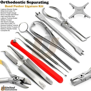 Orthodontic Seprating Band Pusher Ligature Kit Bracket Removing Placing Tweezers - Picture 1 of 17
