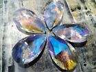 Electroplated Faceted Crystal Suncatcher Glass, Teardrop, 38x22.5x12mm, 5 Pc