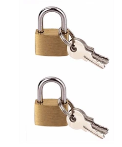 2pack Metal Padlock Brass Travel Locks Keyed Suitcase Luggage Jewelry 20mm - Picture 1 of 1