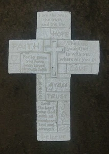 SMALL WALL CROSS W/Various Scriptures, ceramic, 7.5"x5.25", FAST SHIPPING! - Picture 1 of 5