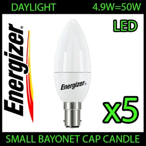 5X ENERGIZER LED CANDLE BULBS B15 (470LM) 4.9W / 50W (6,500K DAYLIGHT) S13573 - Picture 1 of 3