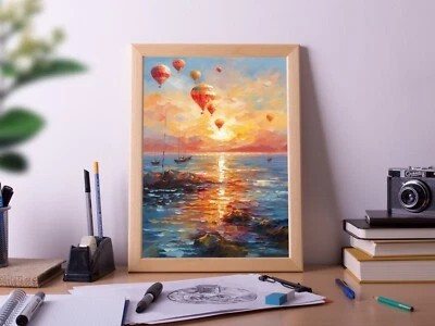 Hot Air Balloons Towards the Sun Rise, Style 2, Poster Print, Wall Décor - Image 1 of 4
