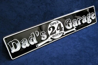 DAD'S 24 HOUR GARAGE -*US MADE*- 24" Embossed Metal Sign - Man Cave Garage Décor - Image 1 of 4
