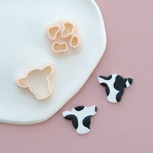 2Pcs Polymer Clay Cutters for Earrings, Plastic Cow, Pink 