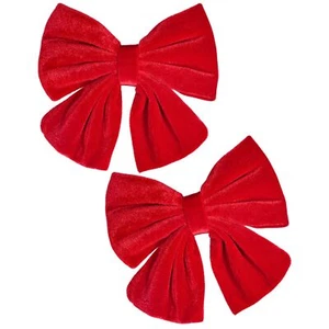 Velvet Hair Bows Girls 6" 2PCS Big Red Fall Alligator Clips Toddler - Picture 1 of 8