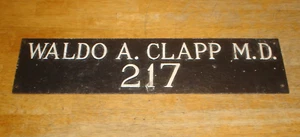 Vintage / Antique Waldo A. Clapp M.D. 217 Embossed Cast Aluminum Sign - Picture 1 of 6