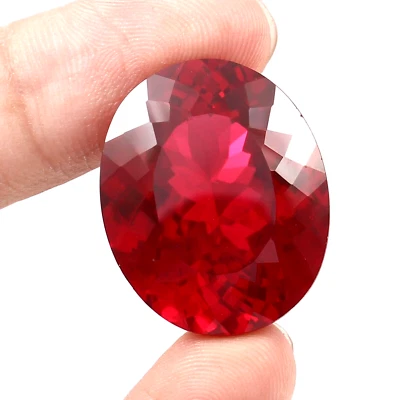 AAA+ Natural Mozambique Pigeon Blood Red Ruby Oval Loose Gemstone Cut 18x14 MM - Image 1 of 4