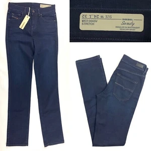 Diesel Jeans de mujer 24 x 32 Sandy 0665V Regular Slim Straight Dark Wash NWT - Imagen 1 de 11