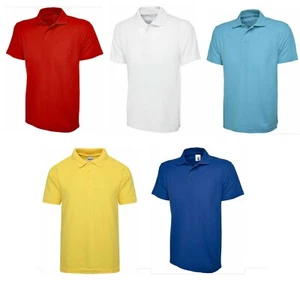 Plain Cotton Blend Regular Fit Polo T-Shirts Boys & Girls Summer School Uniform - Picture 1 of 6