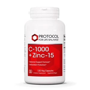 Protocol C-1000 + Zinc-15 - Vitamin C & Zinc Bisglycinate - Immune Support Su... - Picture 1 of 7