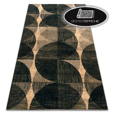 Moderne natürliche Wolle Teppich "OMEGA" Fado Kreise Geometrisch jadeit grün - Bild 1 von 4