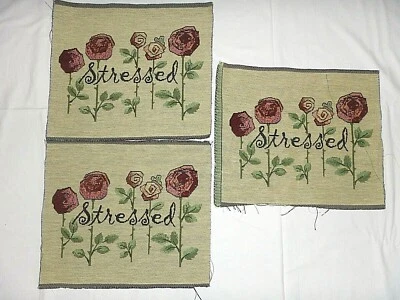 3 "Stressed" Roses Tapestry Panels 11.25" x 14" Pillows or Bags - Image 1 of 2