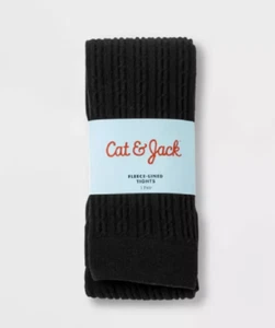 NEW Cat & Jack Girls' Fleece Cable Textured Tights Black Size 4-6X - Picture 1 of 1