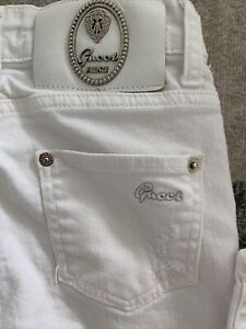 GUCCI Skinny Leg White with Silver Hardware Jeans. Size 27 ( Run Small ) 25