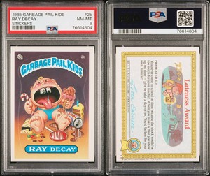1985 Topps OS1 Garbage Pail Kids Series 1 RAY DECAY 2b Matte Card PSA 8