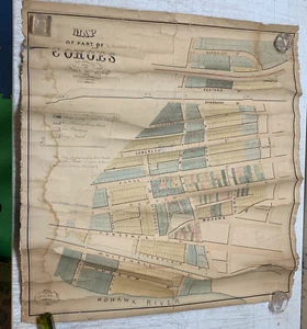 Antique 1857 Map Part of COHOES Albany NEW YORK for Philip Schuyler from Estates - Picture 1 of 11