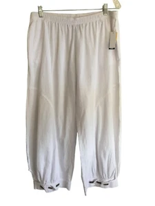 Focus Pants Size XL White Cotton Elastic Waist Adjustable Pant Leg Lagenlook - Picture 1 of 6
