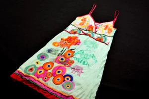 Desigual Kleid Dress Sommer Summer Top Spaghetti Träger Viskose Blumen Flower 40 - Bild 1 von 13