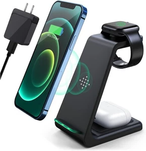 Wireless Charging Station,3 in 1 Fast Charging Station,Wireless Charger Stand - Picture 1 of 7