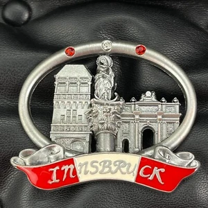 AUSTRIA🇦🇹METAL FRIDGE MAGNET✅INNSBRUCK ARCHITECTURE SCENERIES STONES INLAID🎗 - Picture 1 of 3