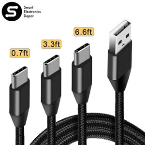 USB-C to USB-A Braided Nylon Cables .7/3/6Ft Fast Charging and Data Transfer
