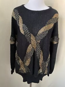 SidEffects Vintage Front Twisted Design Long Sleeve Sweater - Picture 1 of 11