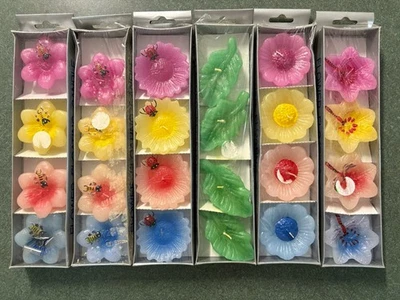 24 velas flotantes vintage con forma variedad de flores abeja Ladybug hoja de libélula Foto 1 de 4