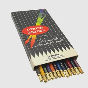 Dixon Anadel Color indelible water soluble pencils No. 122 wet dry vintage - Picture 1 of 10