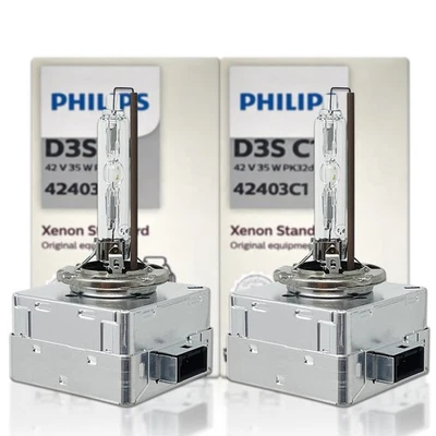 Philips OEM D3S HID Xenon Headlight Bulbs 42403C1 4300K COA Euro Version 2-Pack - Image 1 of 4