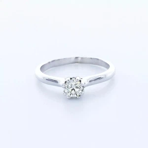 14K Gold Side Stone Engagement Ring Classic 0.47 CT Round Natural Diamond H VS1 - Picture 1 of 8