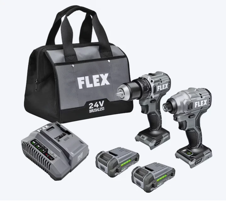FLEX COMPACT 24-volt 2-Tool Brushless Power Tool Combo Kit with Soft Case - Image 1 of 1