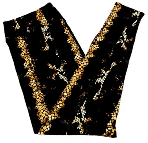 Leggings TC LuLaRoe ~ PATRÓN DE PIEL DE SERPIENTE NEGRO Y DORADO ~ Talla 12-18 Alto y Curvilíneo - Imagen 1 de 3