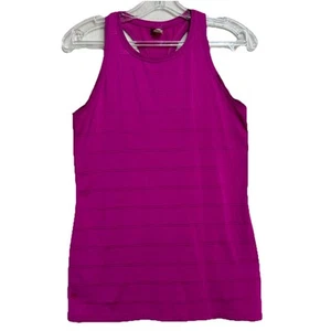 Athleta Stripe Women High Neck Activewear Yoga Running Tank Top XS Pink Athletic - Picture 1 of 15