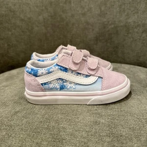 Vans Old Skool Shoes Blue Pink Snowflakes US Toddler Size 7 - Picture 1 of 10