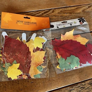 2 HERBSTBLÄTTER GIRLANDE/HANDAUSGESCHNITTEN Pkgs 7,5 Fuß @Gesamt 15 Fuß Erntedankfest - Bild 1 von 10